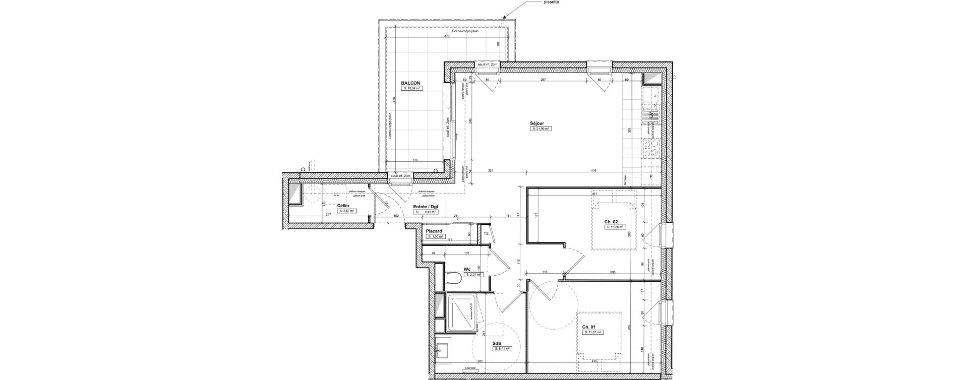 Appartement T3 de 65,75 m2 &agrave; Carnac Centre