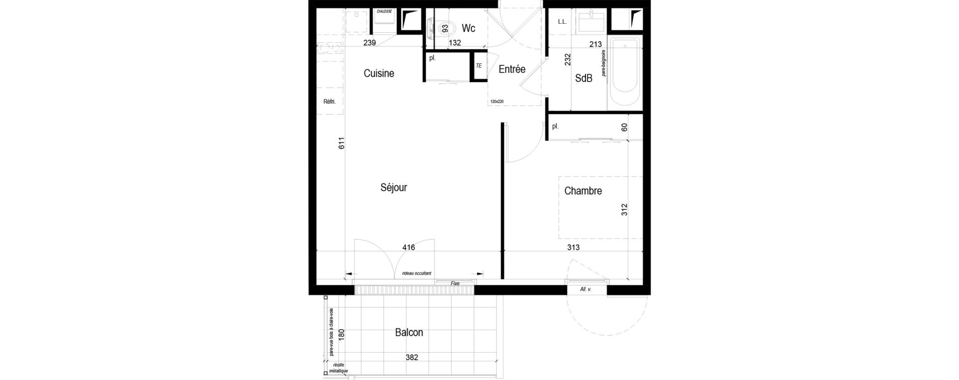 Appartement T2 de 42,87 m2 &agrave; Crach Centre