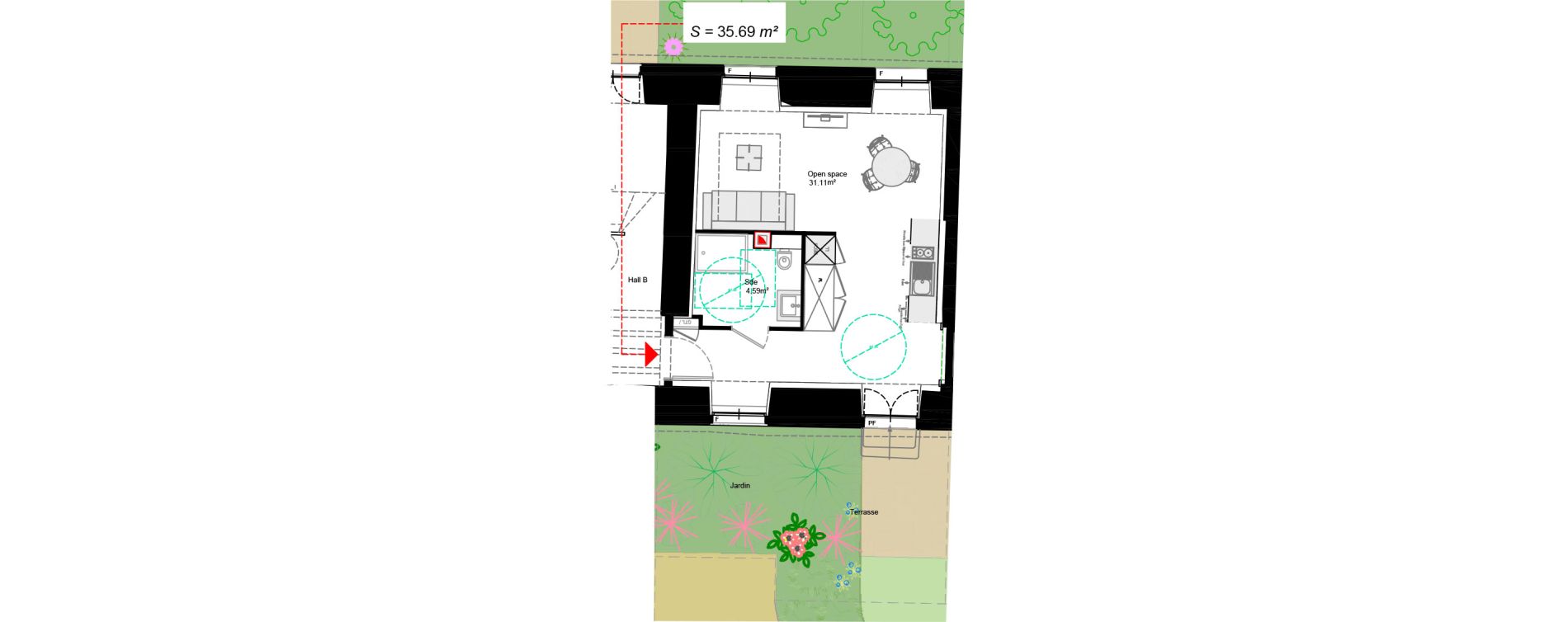 Appartement T1 de 35,70 m2 &agrave; Erdeven Centre