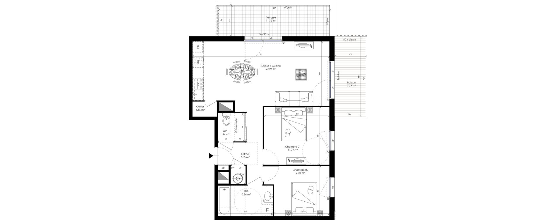 Appartement T3 de 63,70 m2 &agrave; Guidel Centre