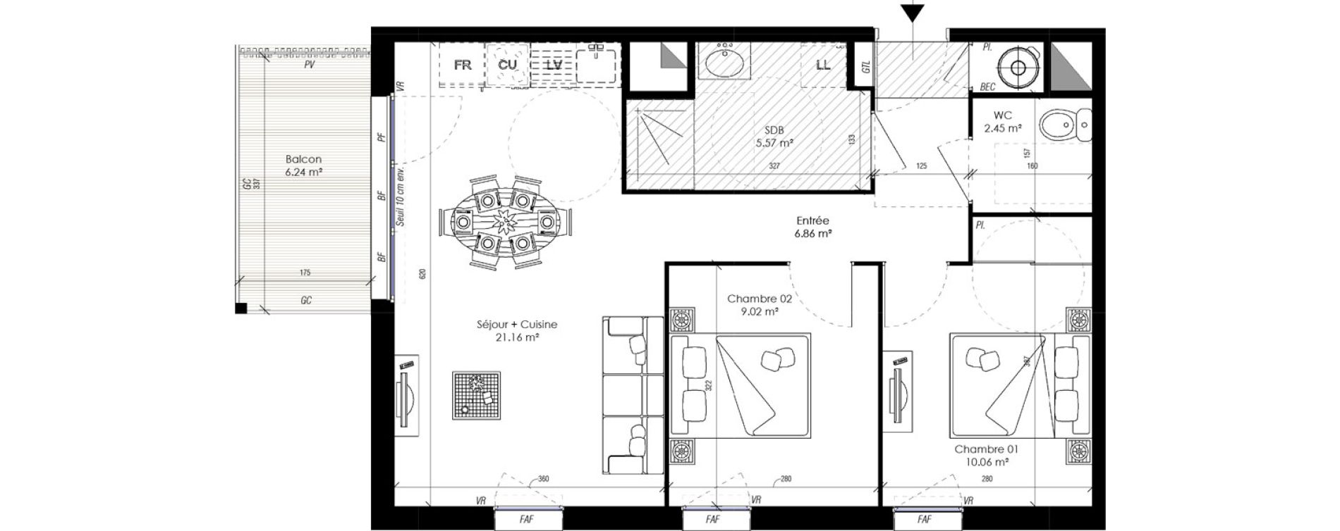 Appartement T3 de 55,10 m2 &agrave; Guidel Centre