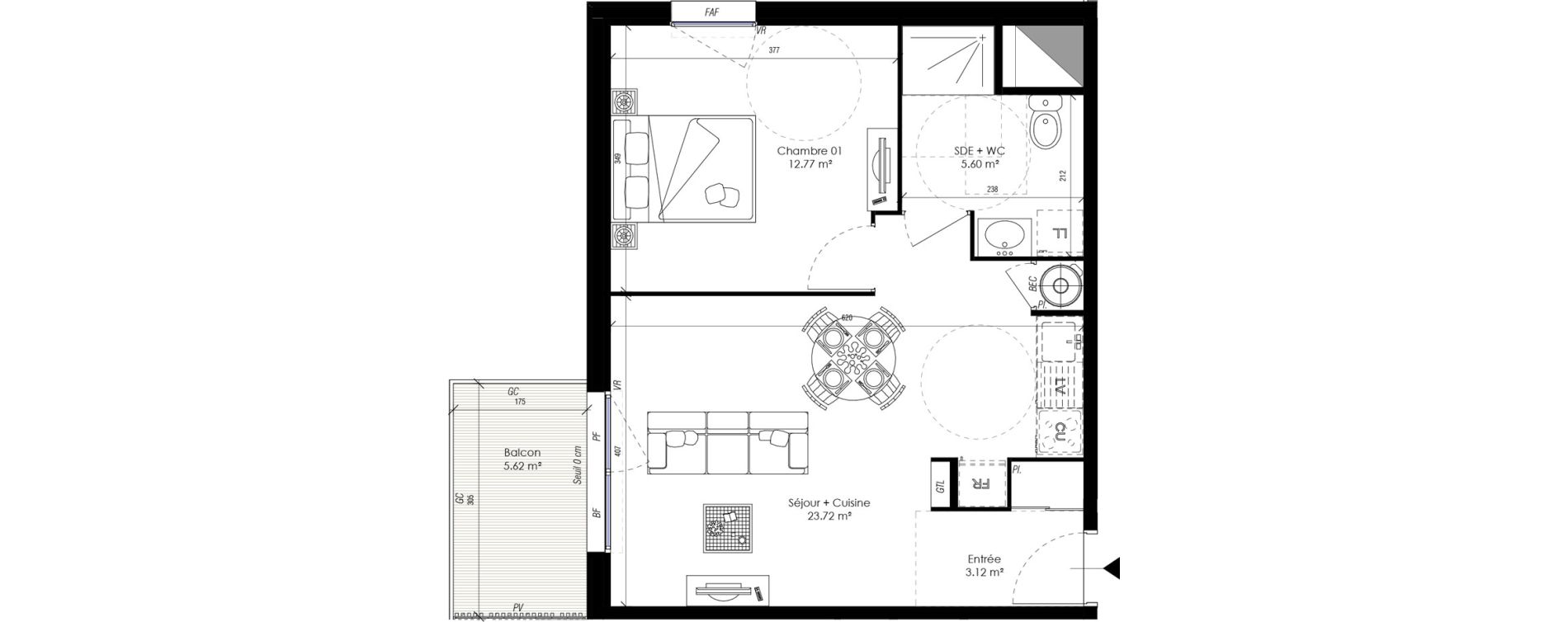 Appartement T2 de 45,20 m2 &agrave; Guidel Centre