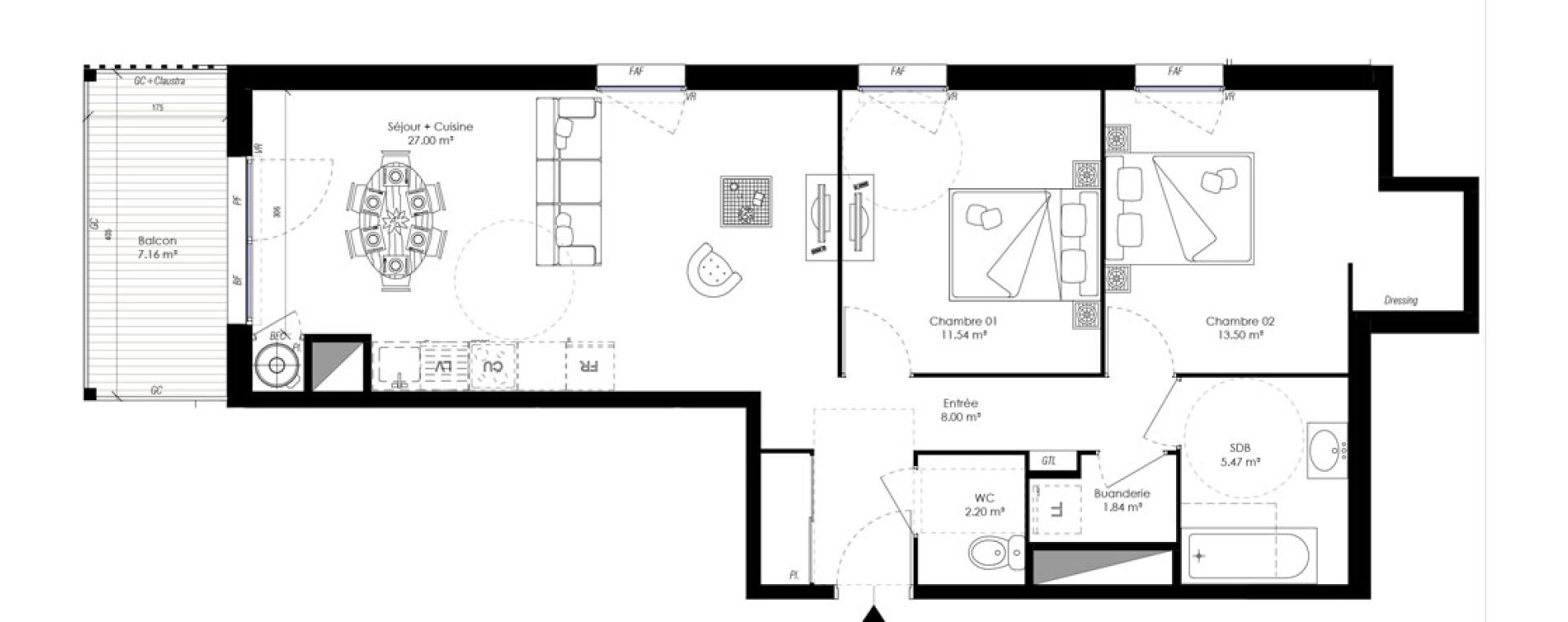 Appartement T3 de 69,55 m2 &agrave; Guidel Centre