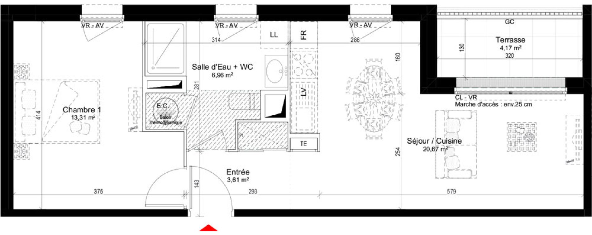 Appartement T2 de 44,55 m2 &agrave; Guidel Centre