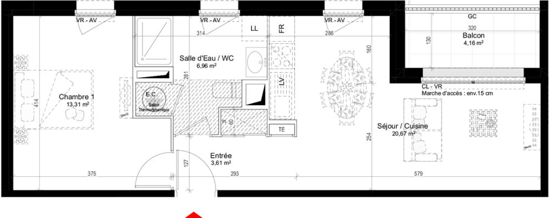 Appartement T2 de 44,55 m2 &agrave; Guidel Centre