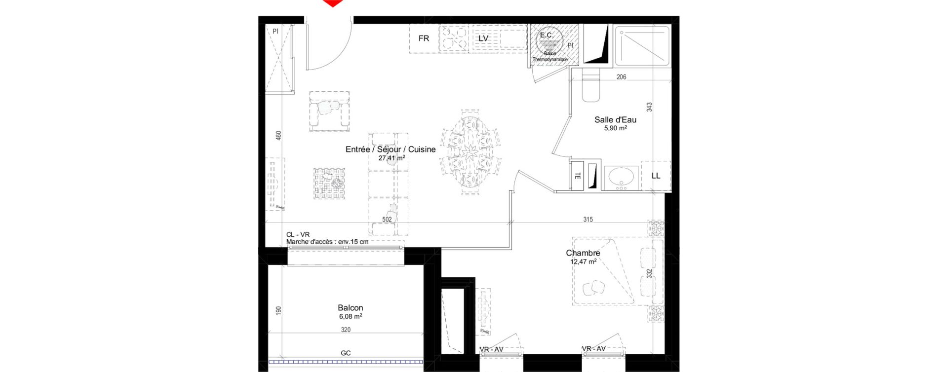 Appartement T2 de 45,78 m2 &agrave; Guidel Centre