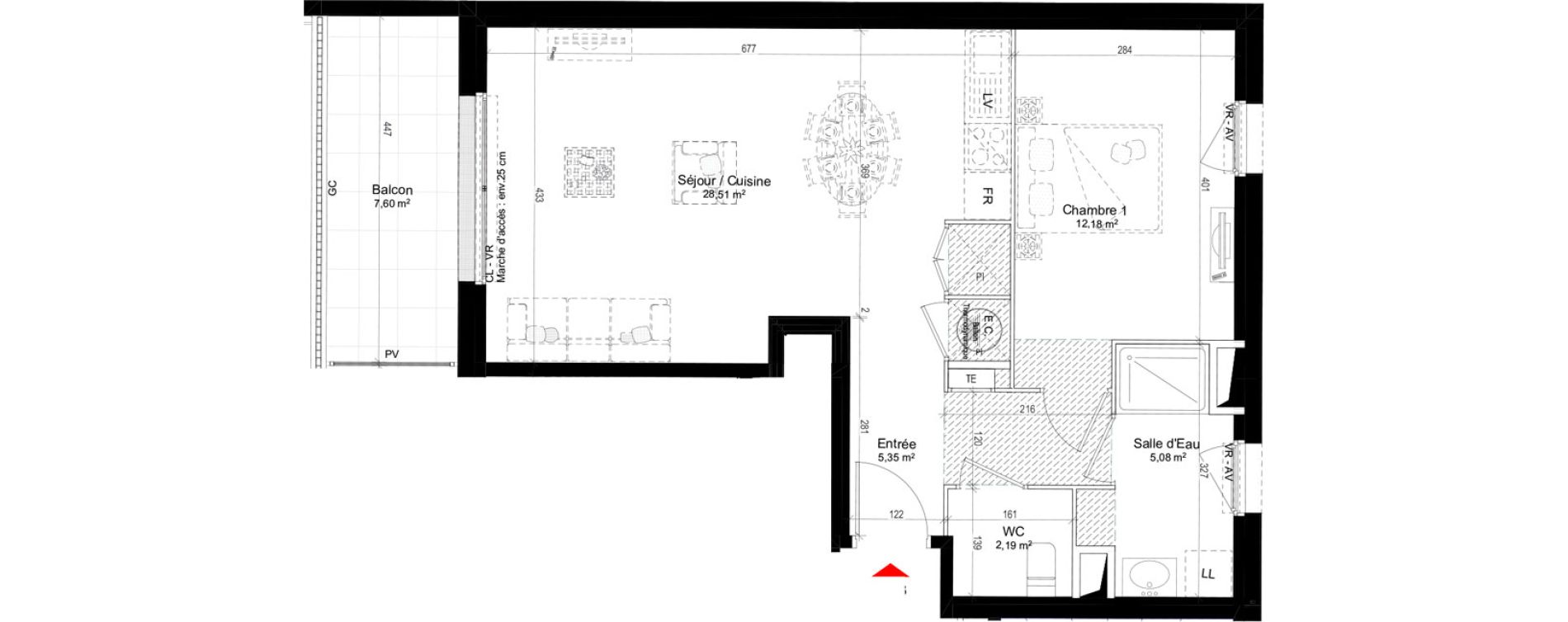 Appartement T2 de 53,31 m2 &agrave; Guidel Centre