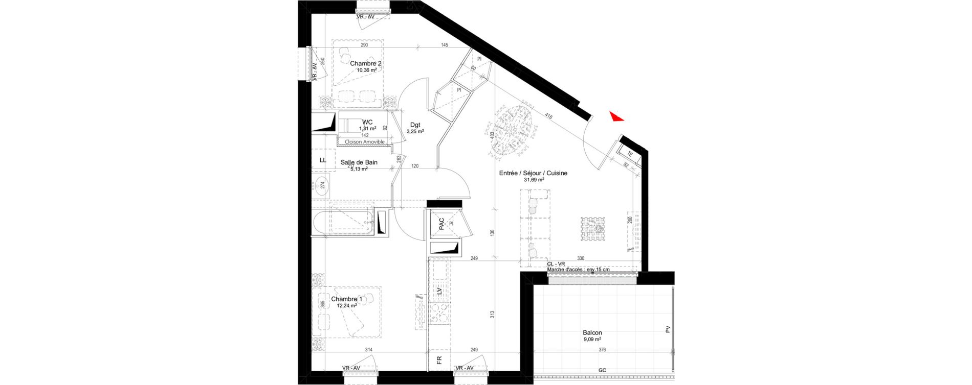 Appartement T3 de 63,98 m2 &agrave; Guidel Centre