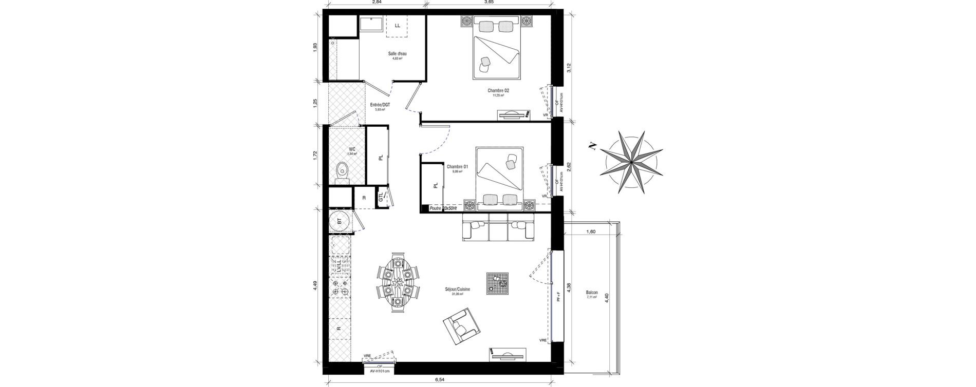 Appartement T3 de 65,13 m2 &agrave; Hennebont Kerihouais