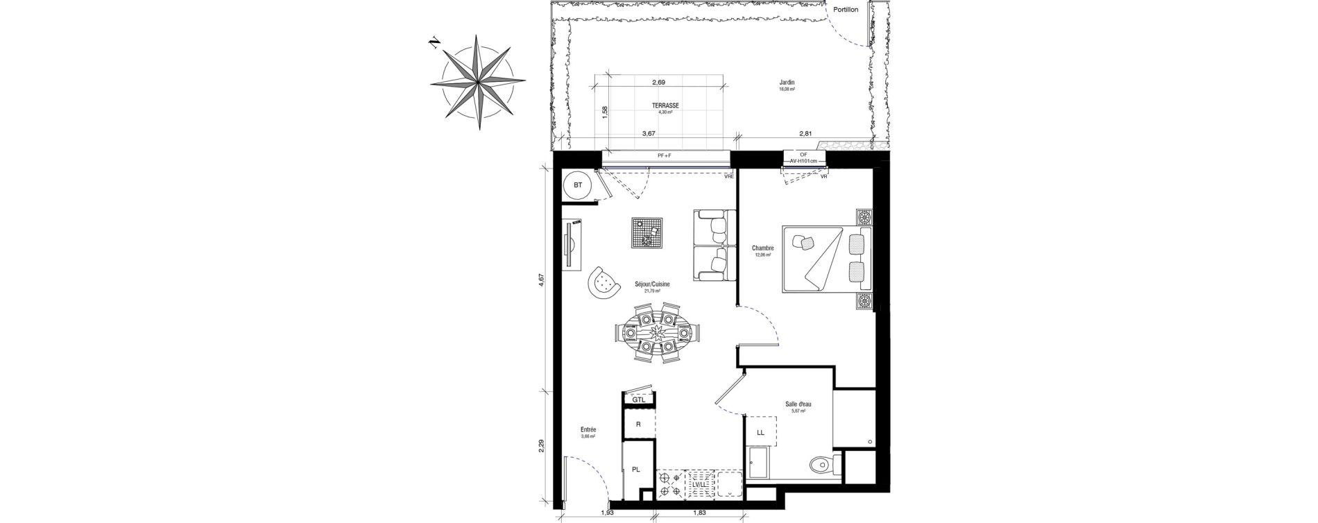 Appartement T2 de 43,18 m2 &agrave; Hennebont Kerihouais