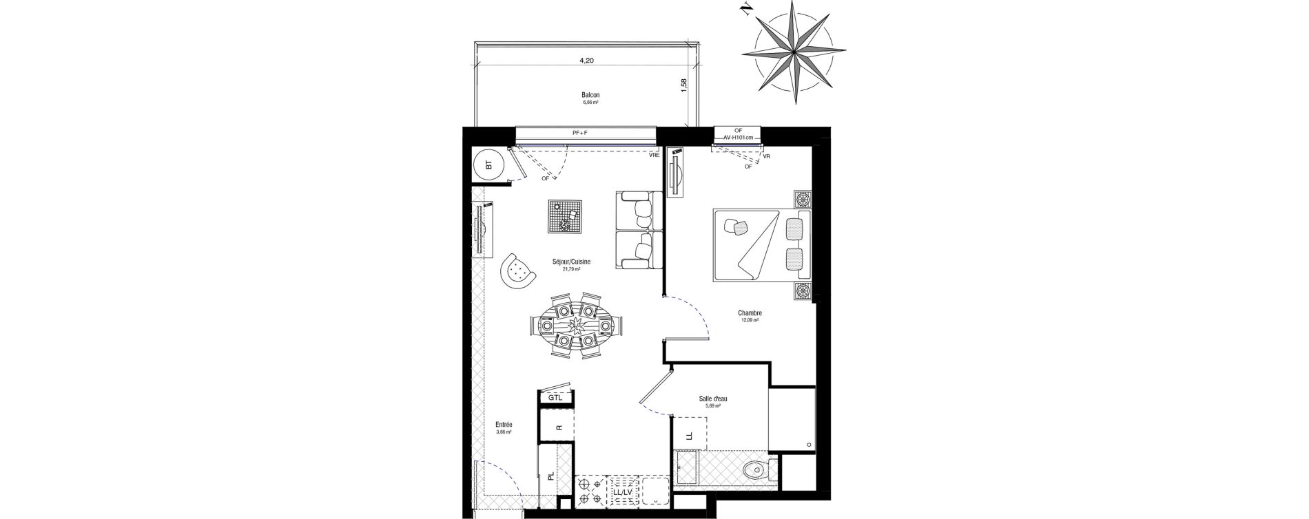 Appartement T2 de 43,23 m2 &agrave; Hennebont Kerihouais