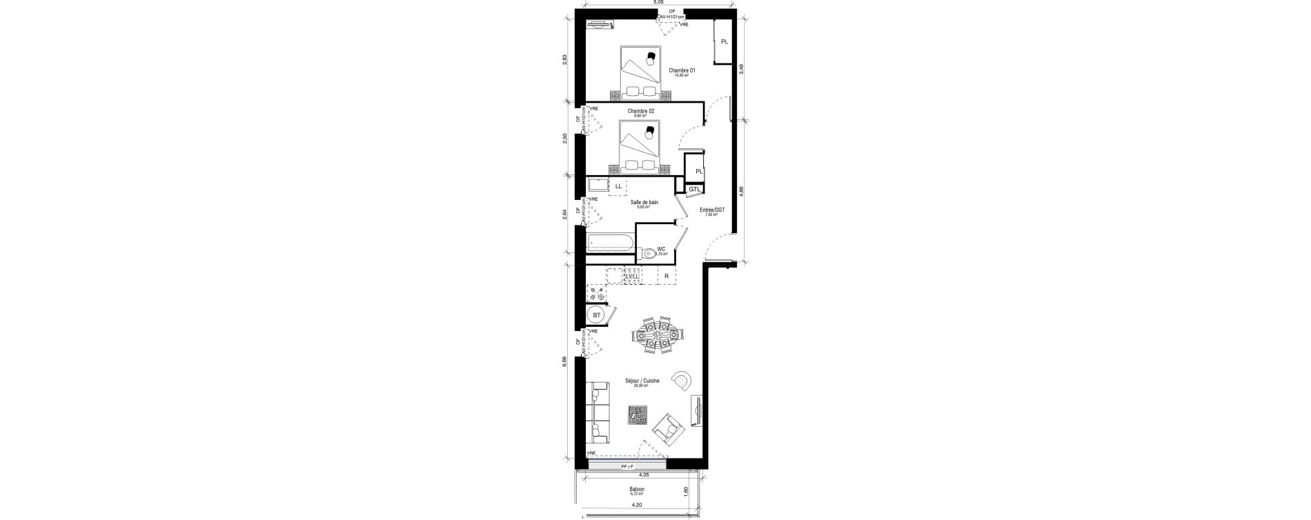 Appartement T3 de 67,51 m2 &agrave; Hennebont Kerihouais