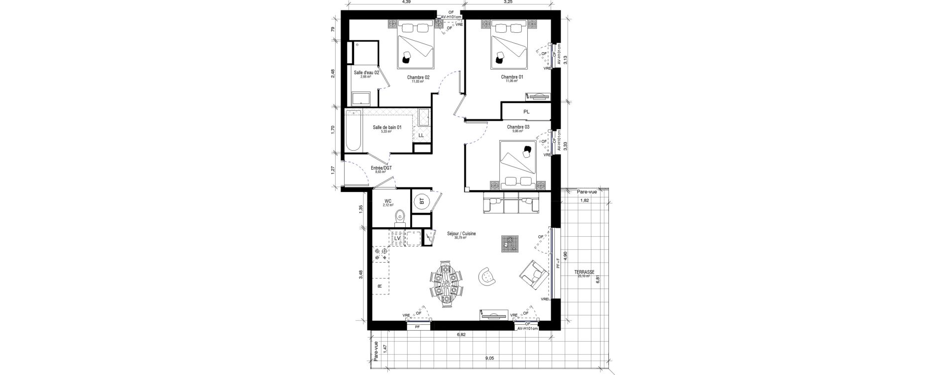 Appartement T4 de 81,50 m2 &agrave; Hennebont Kerihouais
