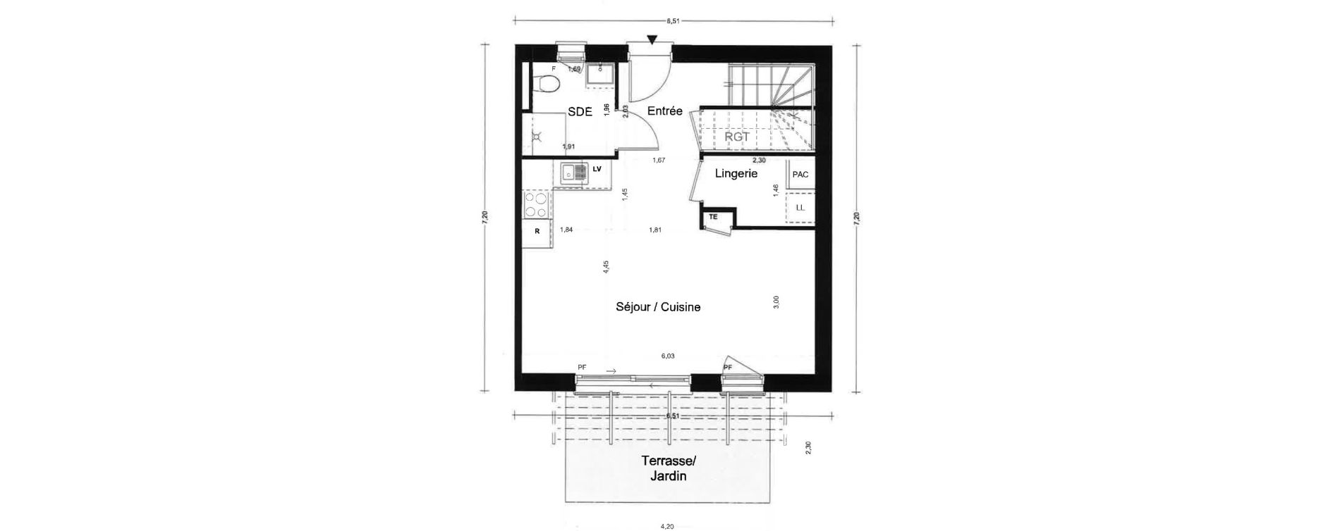 Maison T3 de 68,54 m2 &agrave; La Trinit&eacute;-Sur-Mer Centre