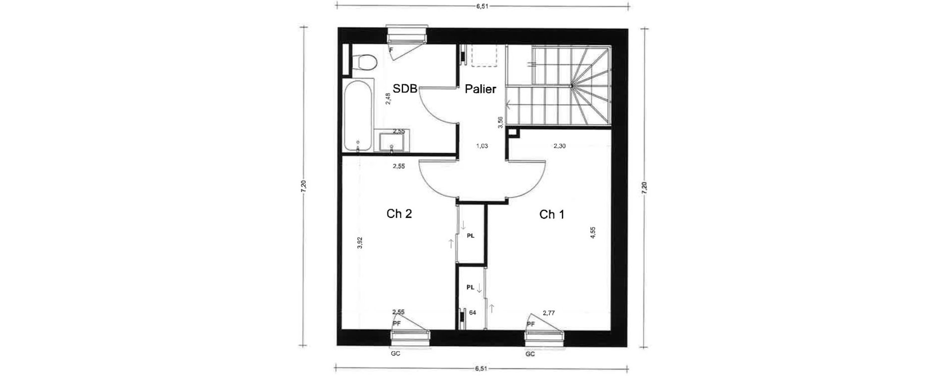 Maison T3 de 68,54 m2 &agrave; La Trinit&eacute;-Sur-Mer Centre