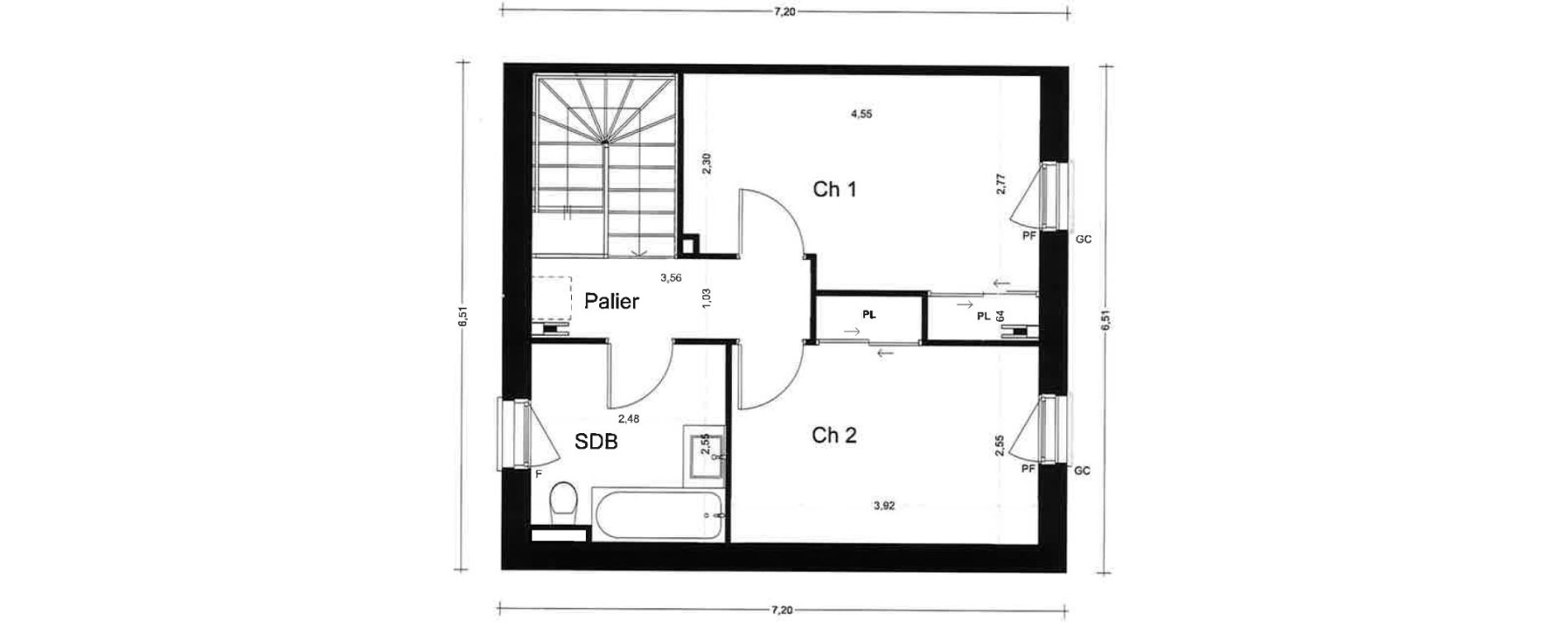 Maison T3 de 68,57 m2 &agrave; La Trinit&eacute;-Sur-Mer Centre