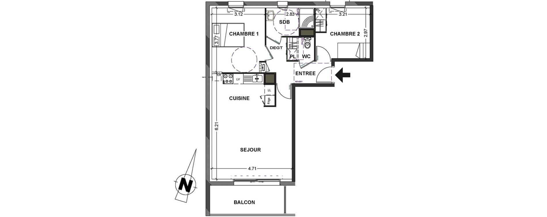 Appartement T3 de 61,88 m2 &agrave; Lanester Centre