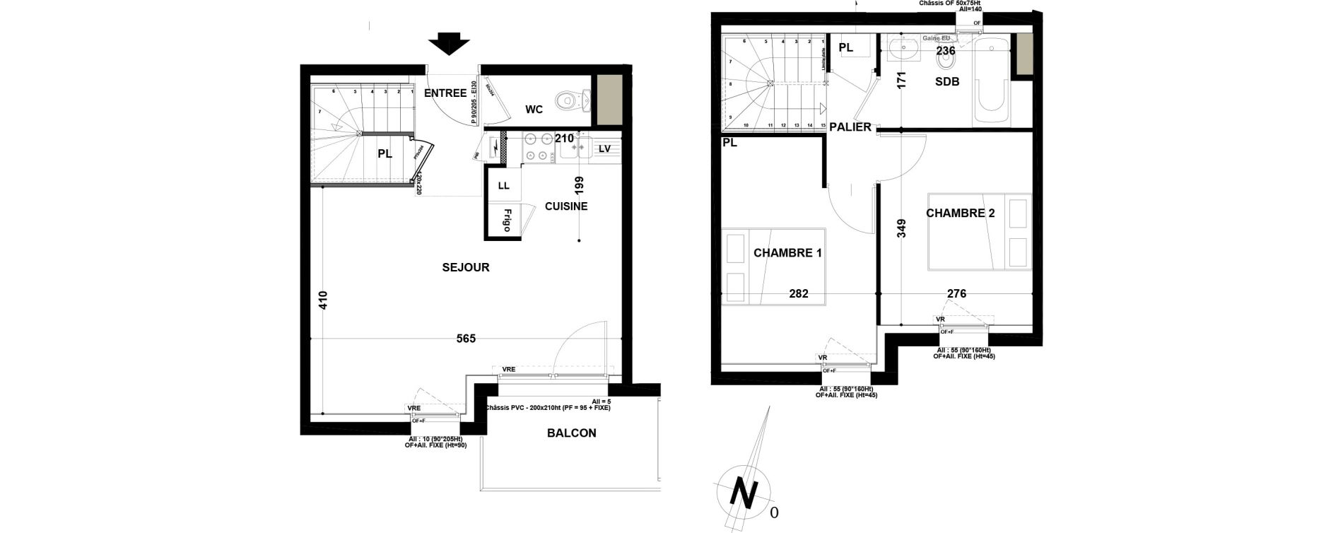 Duplex T3 de 55,60 m2 à Lanester Centre
