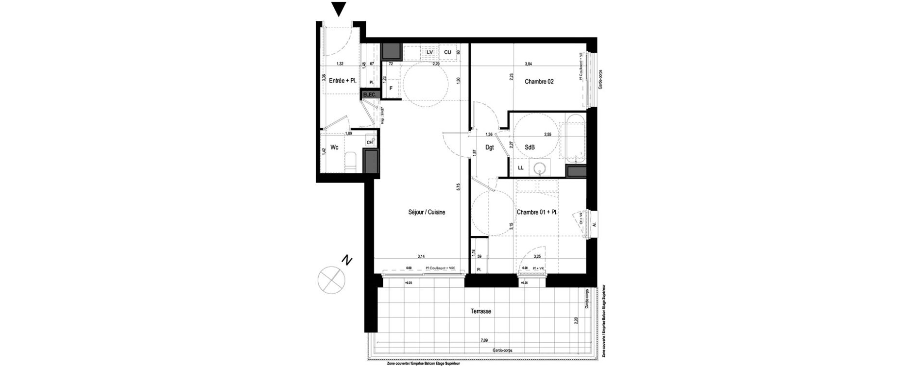 Appartement T3 de 59,00 m2 &agrave; Lanester Les terrasses du scorff