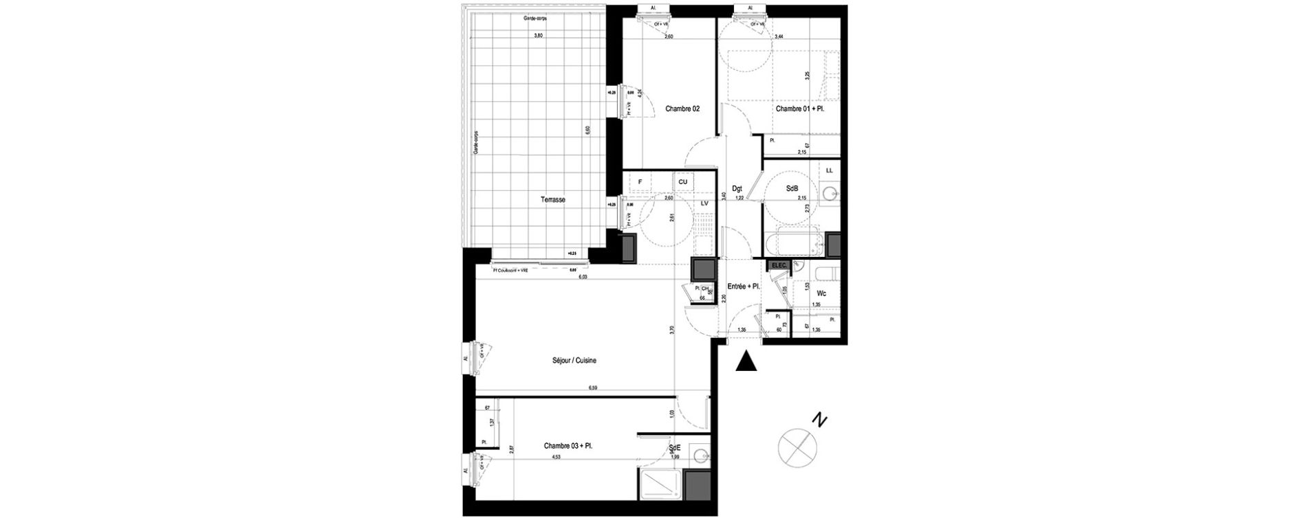 Appartement T4 de 88,45 m2 &agrave; Lanester Les terrasses du scorff