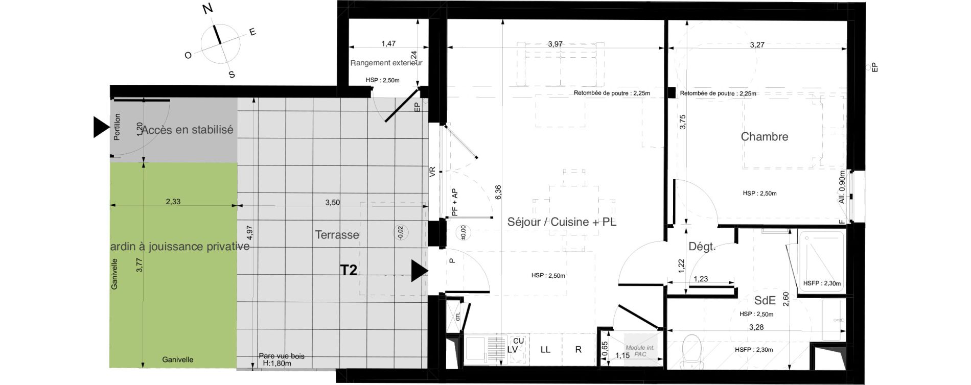 Appartement T2 de 44,95 m2 au Palais Centre