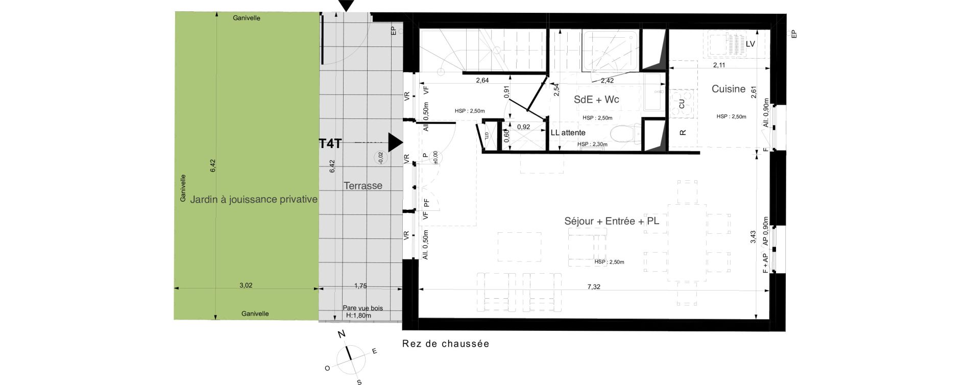 Triplex T4 de 92,89 m2 au Palais Centre