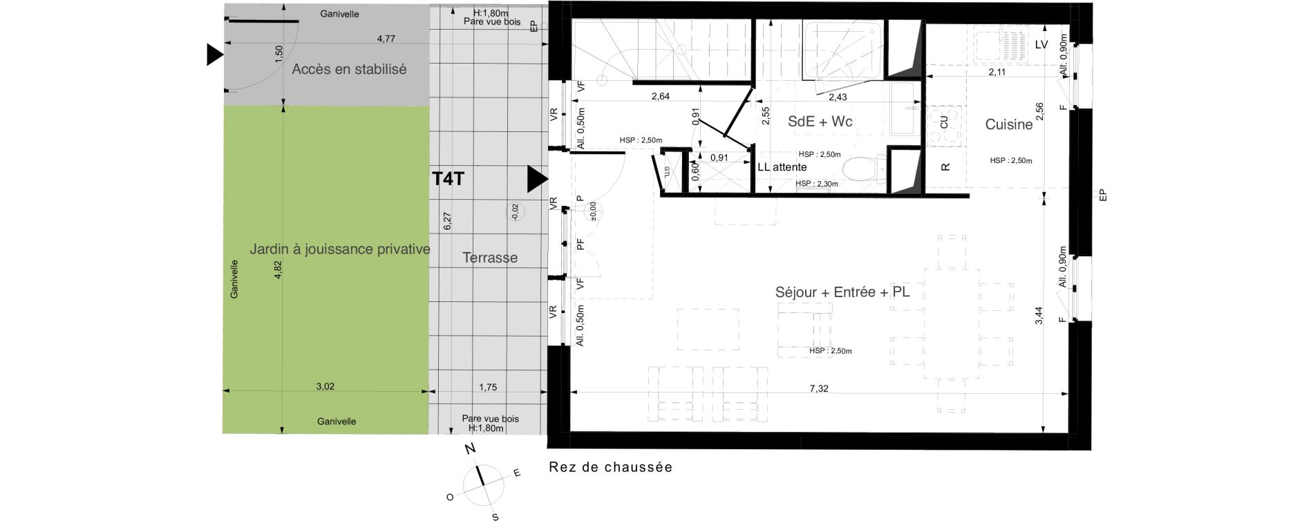 Triplex T4 de 92,21 m2 au Palais Centre