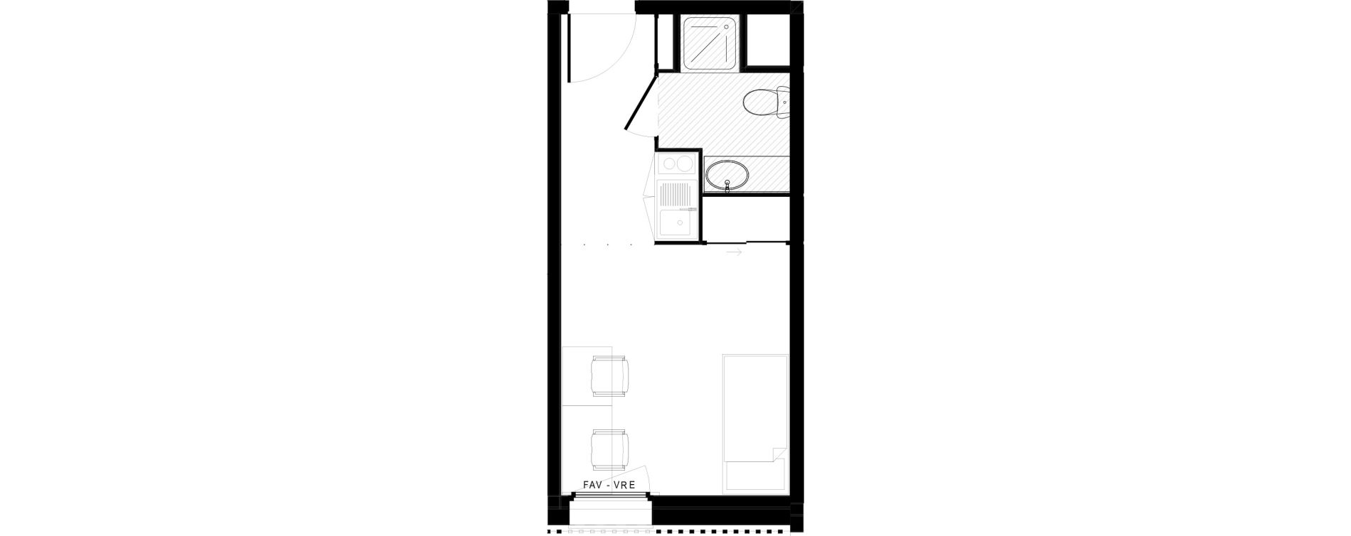 Appartement T1 de 19,26 m2 &agrave; Lorient Lanveur - kerfichant
