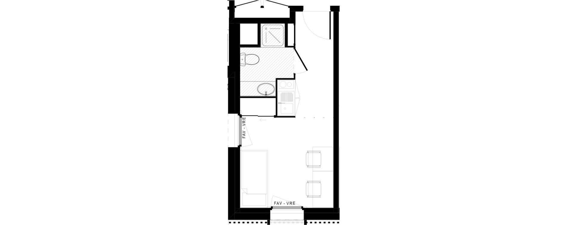 Appartement T1 meubl&eacute; de 18,53 m2 &agrave; Lorient Lanveur - kerfichant