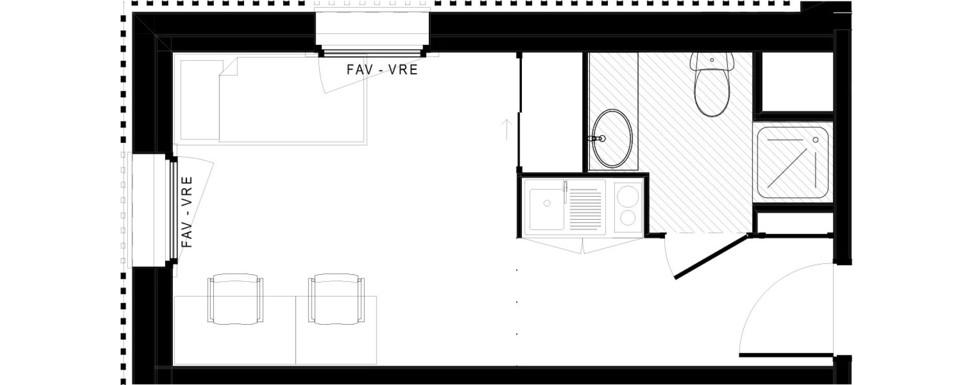 Appartement T1 de 19,26 m2 &agrave; Lorient Lanveur - kerfichant