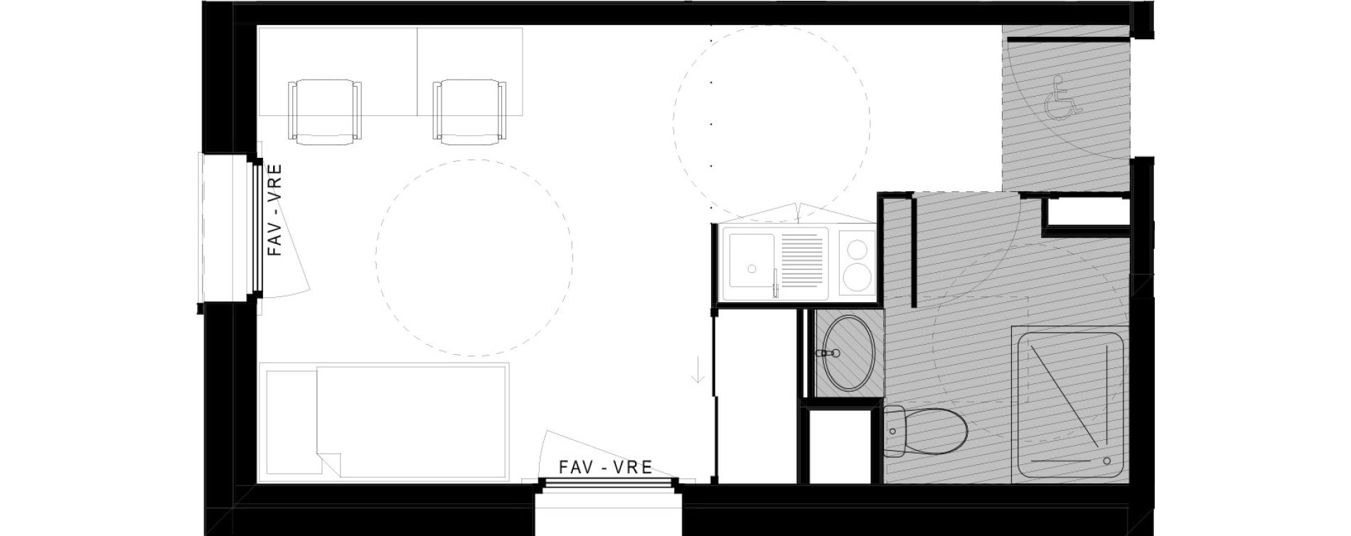 Appartement T1 meubl&eacute; de 22,21 m2 &agrave; Lorient Lanveur - kerfichant