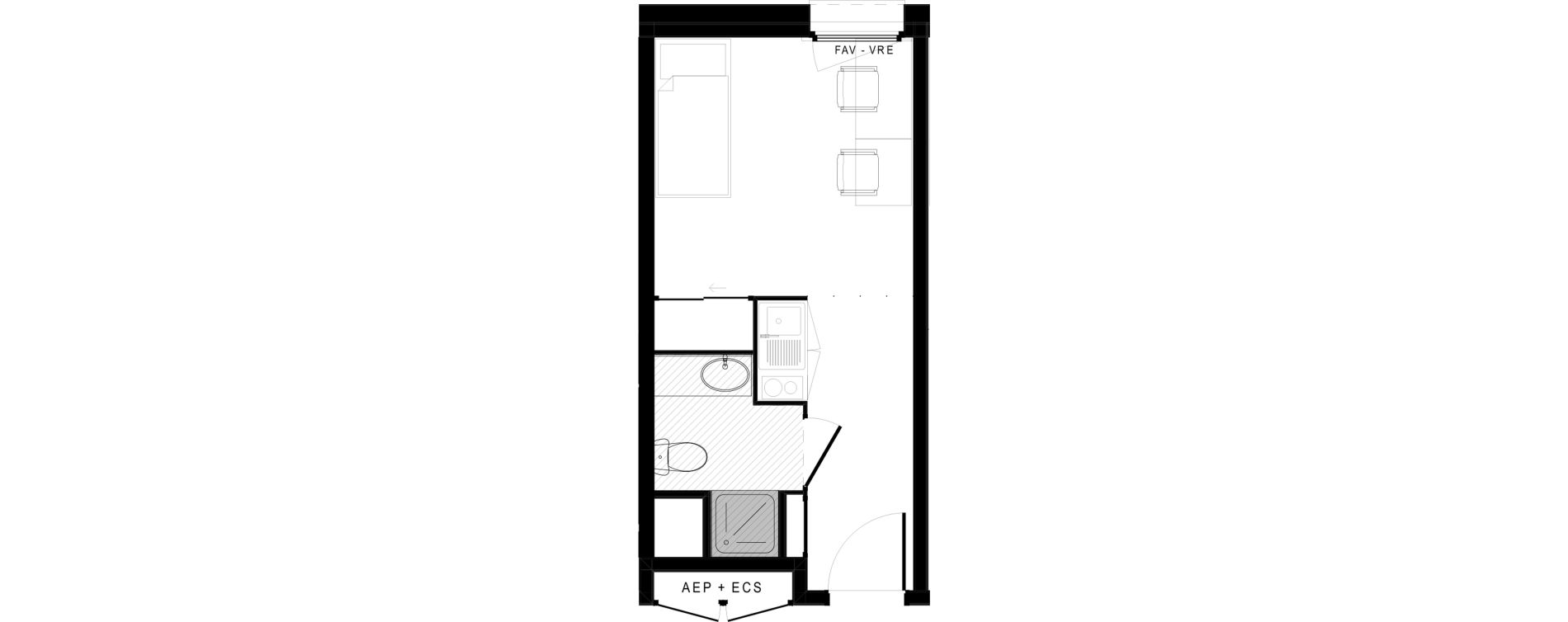 Appartement T1 de 18,84 m2 &agrave; Lorient Lanveur - kerfichant