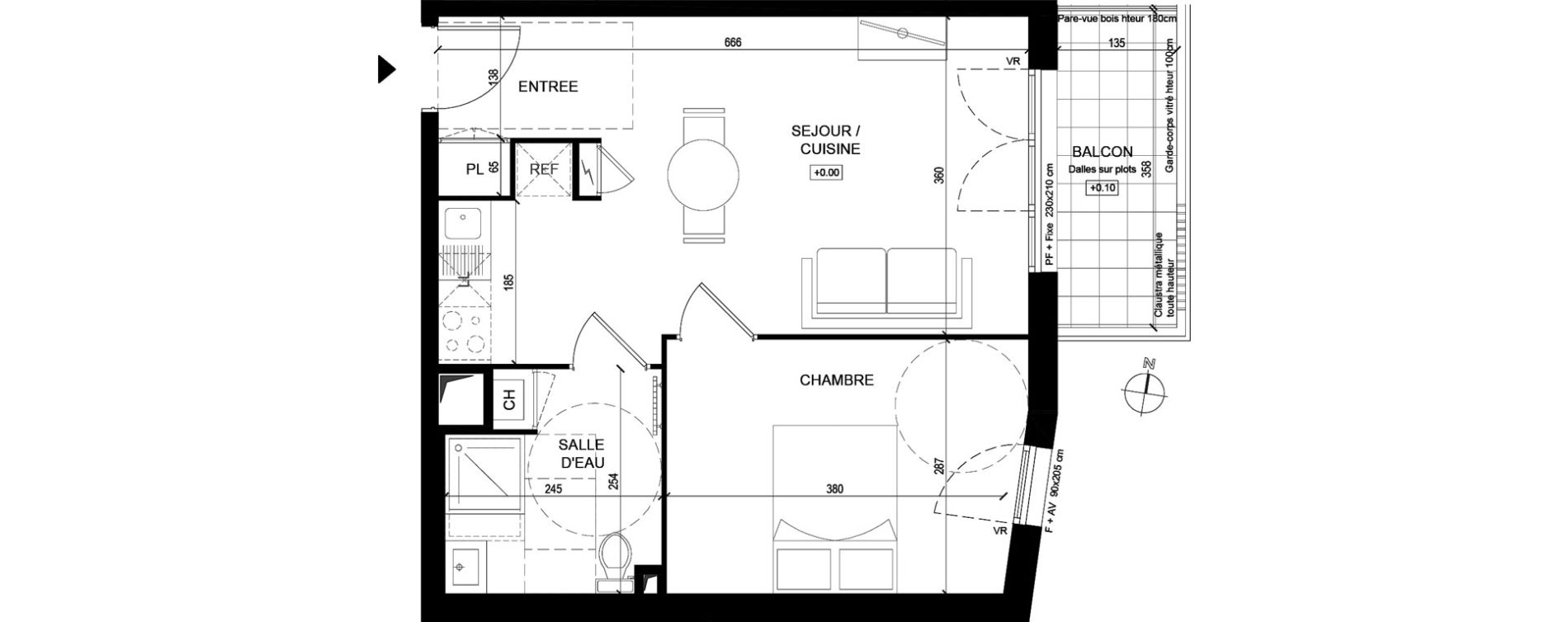 Appartement T2 de 41,77 m2 &agrave; Lorient Centre-ville - kerentrech