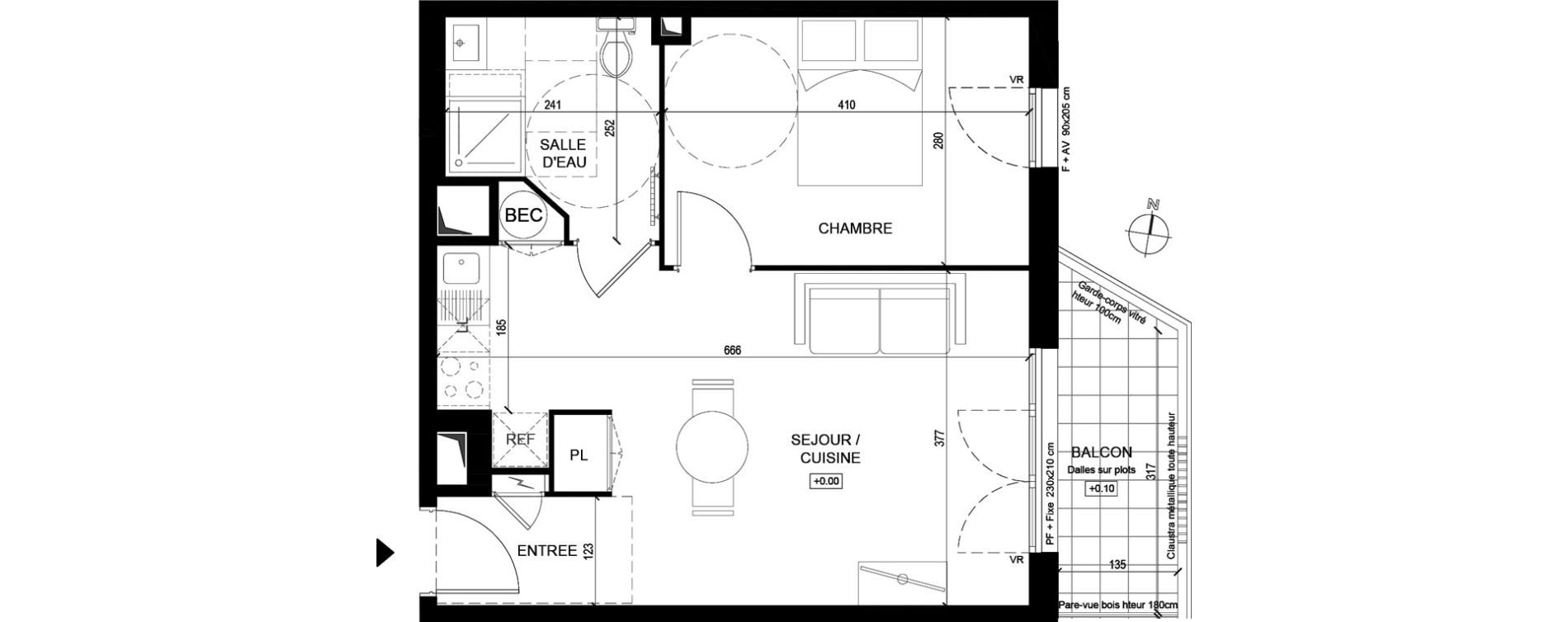 Appartement T2 de 42,03 m2 &agrave; Lorient Centre-ville - kerentrech