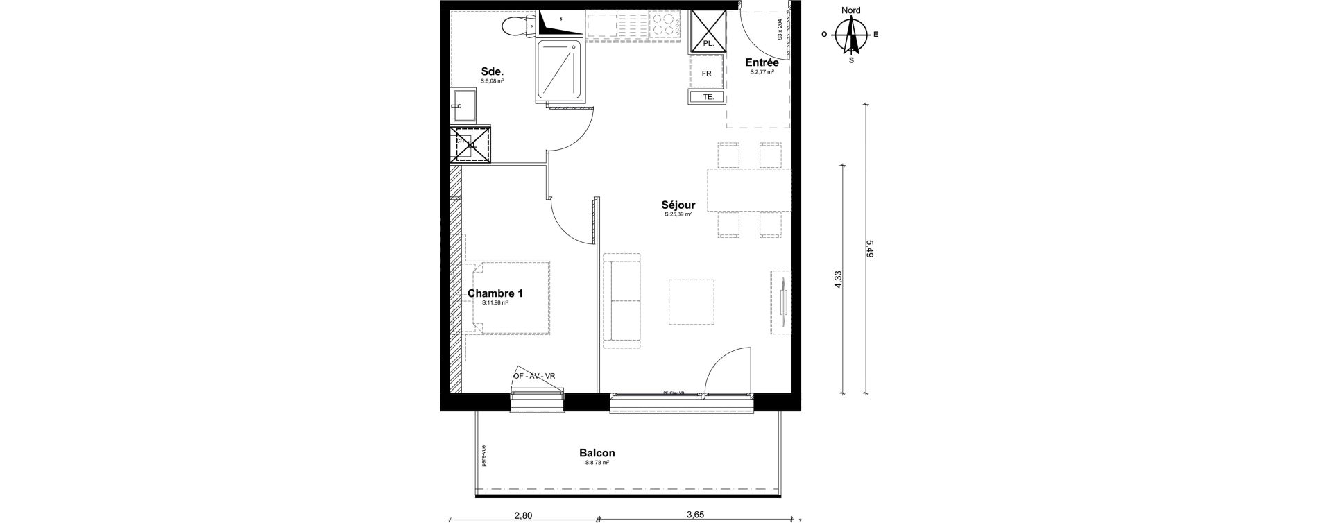 Appartement T2 de 46,22 m2 &agrave; Pluneret Centre