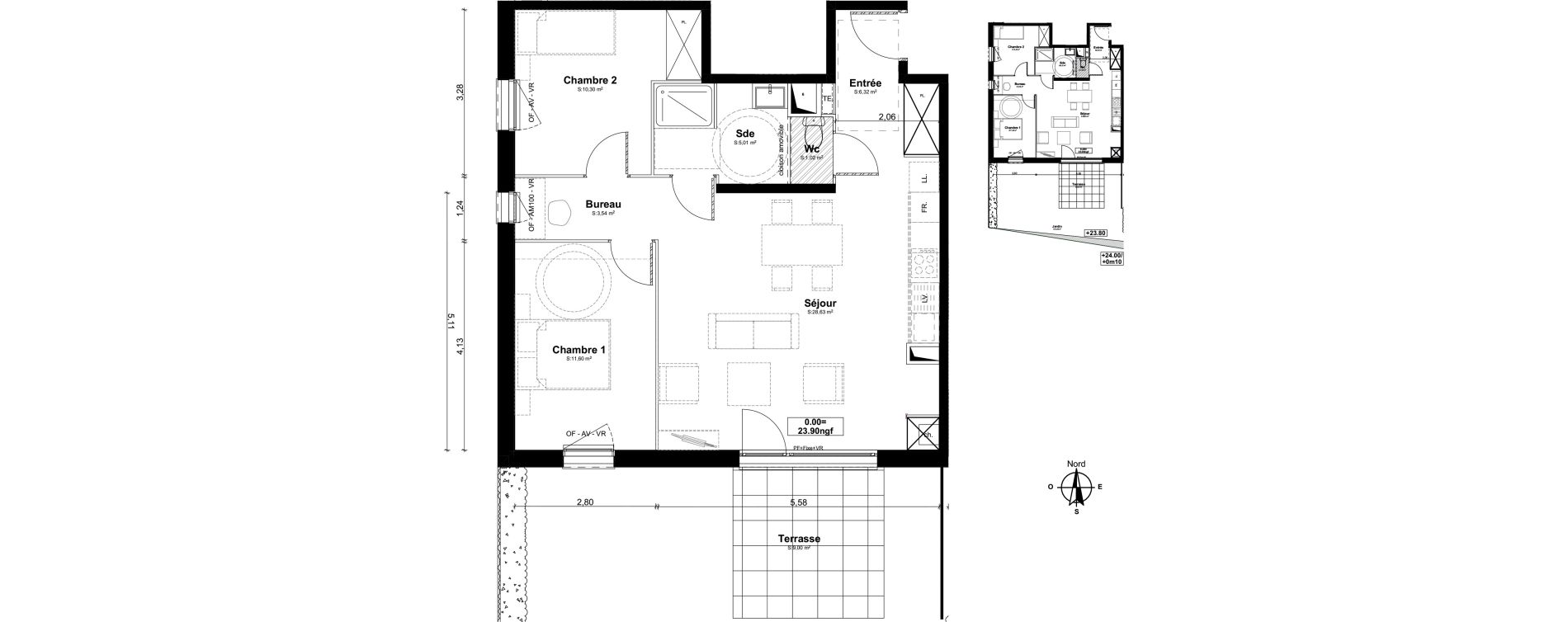 Appartement T3 de 66,42 m2 &agrave; Pluneret Centre