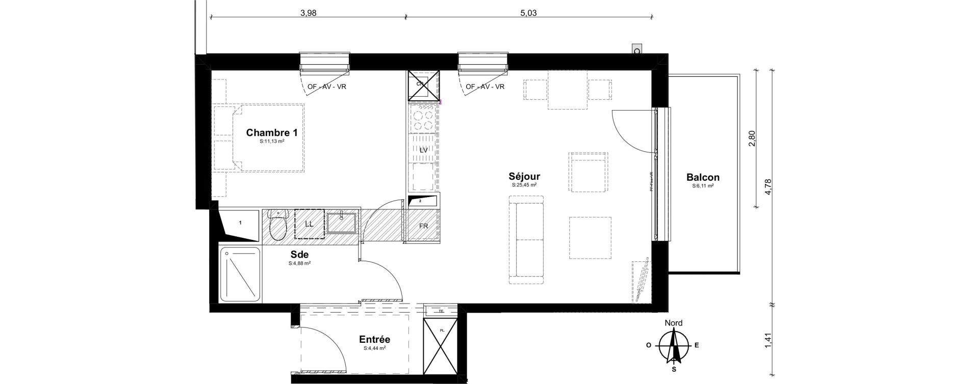 Appartement T2 de 45,70 m2 &agrave; Pluneret Centre