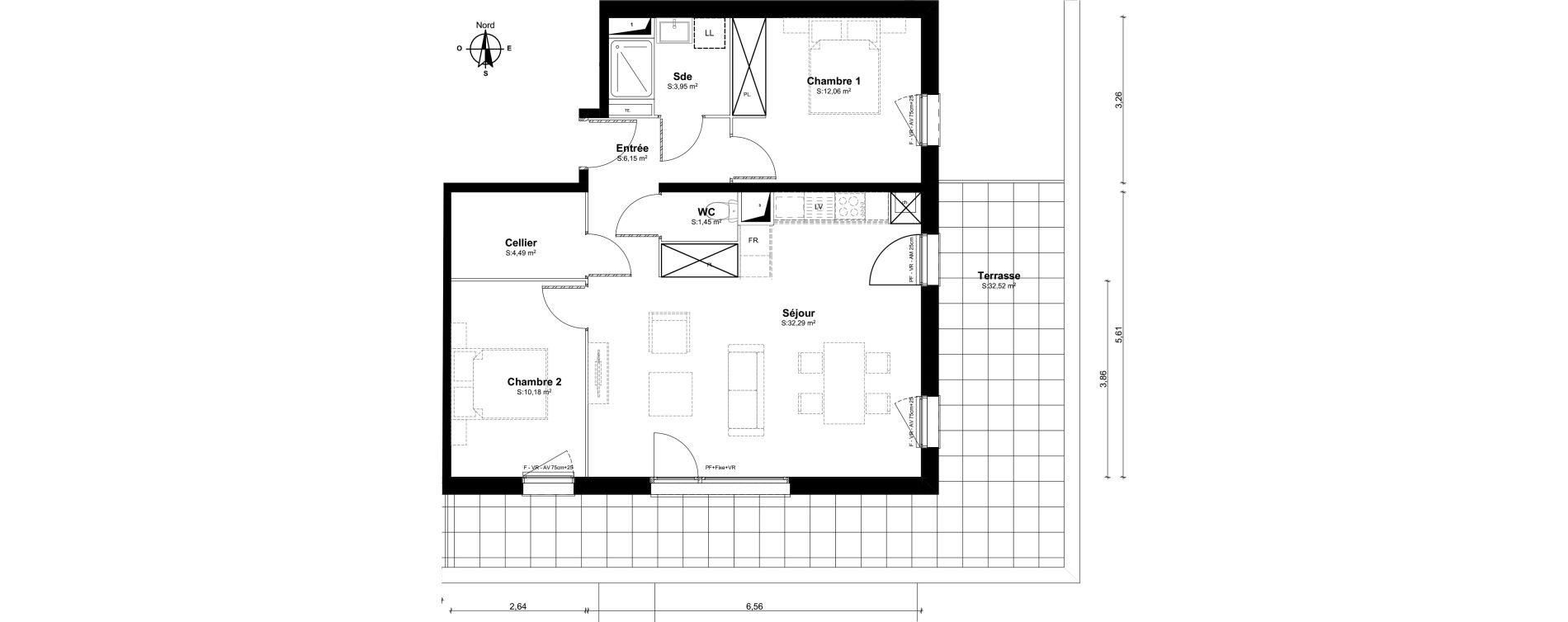 Appartement T3 de 70,53 m2 &agrave; Pluneret Centre