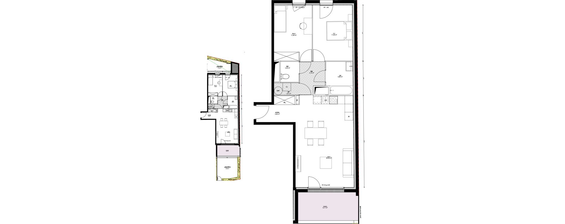 Appartement T3 de 69,03 m2 &agrave; Pluneret Centre