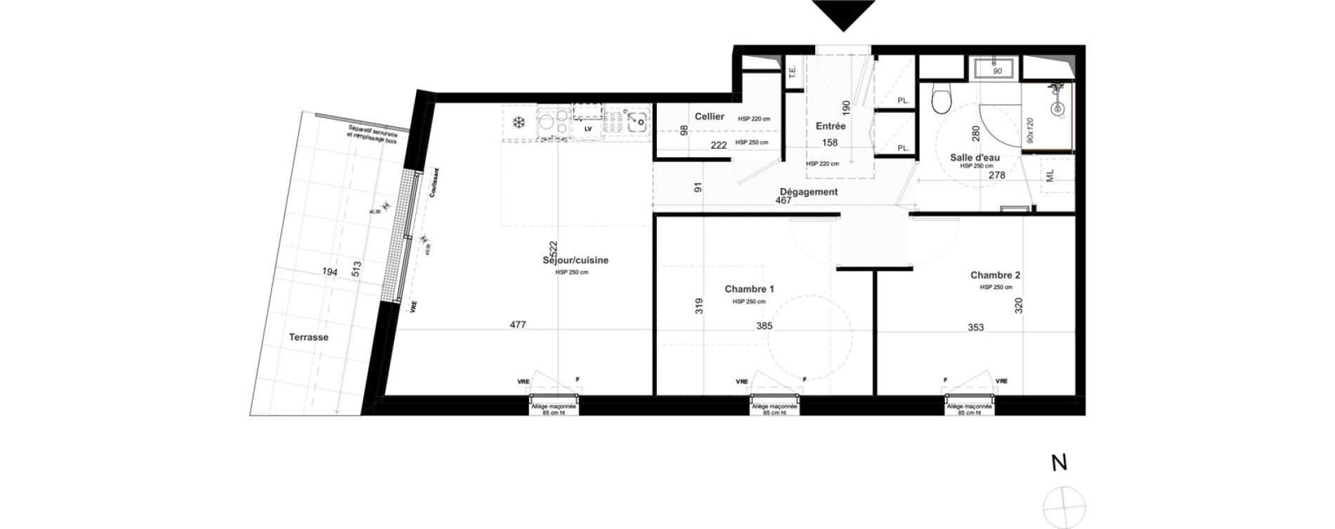 Appartement T3 de 64,09 m2 &agrave; Questembert Centre