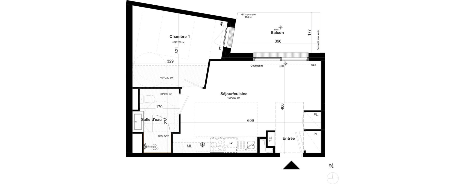 Appartement T2 de 38,96 m2 &agrave; Questembert Centre