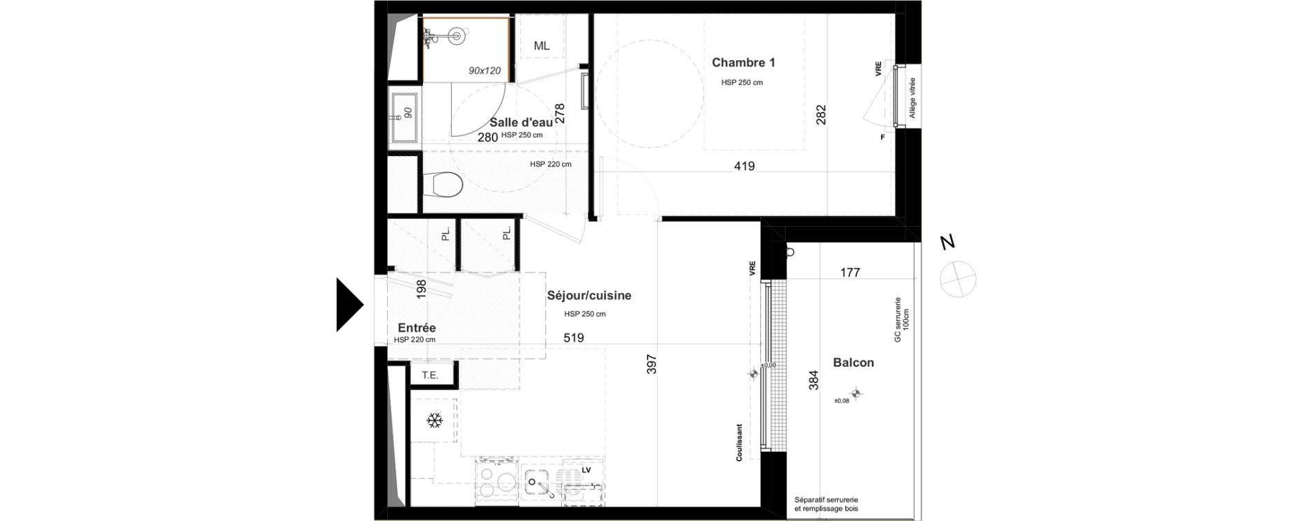 Appartement T2 de 38,77 m2 &agrave; Questembert Centre