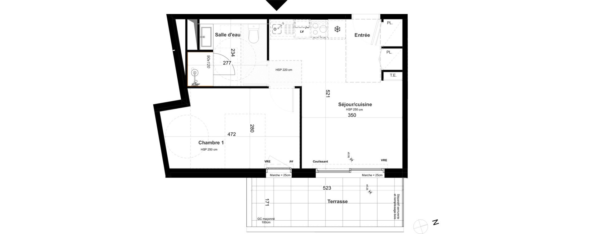 Appartement T2 de 38,78 m2 &agrave; Questembert Centre