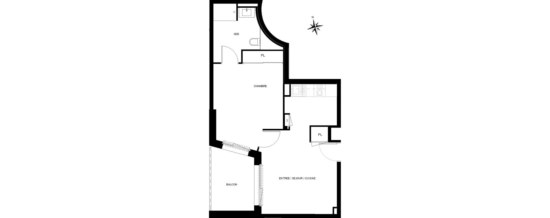 Appartement T2 de 44,41 m2 &agrave; Quiberon Centre