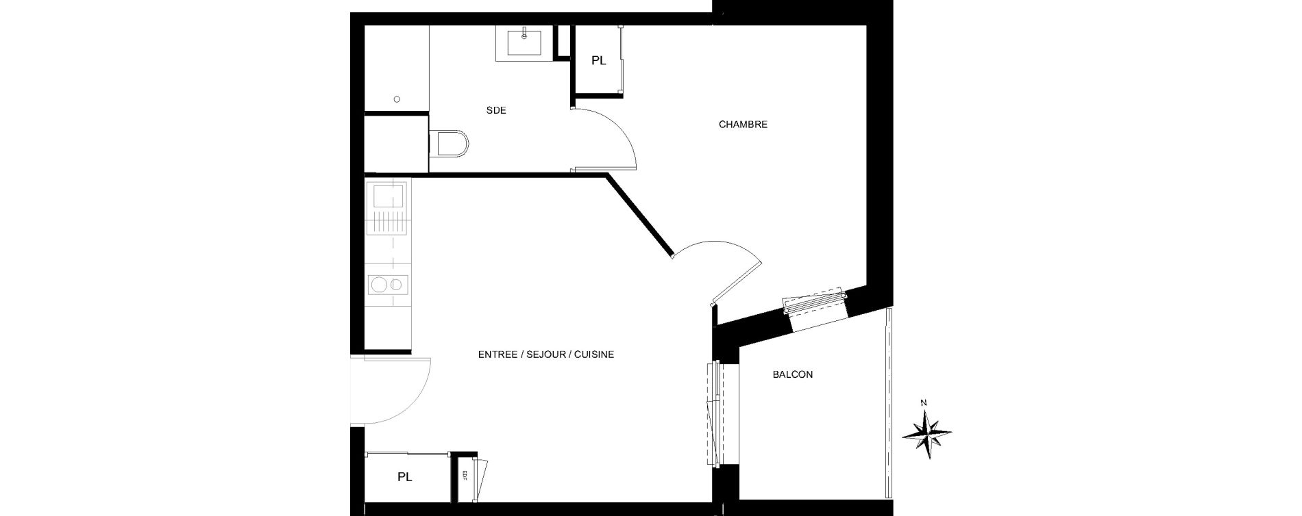 Appartement T2 de 38,89 m2 &agrave; Quiberon Centre