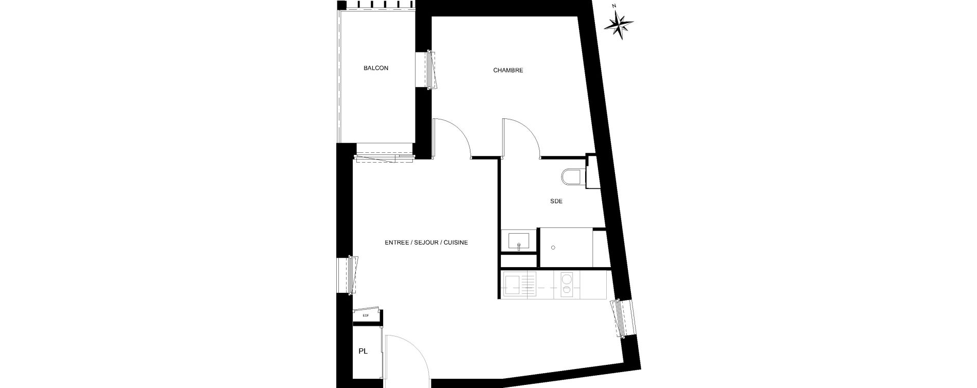 Appartement T2 de 38,92 m2 &agrave; Quiberon Centre