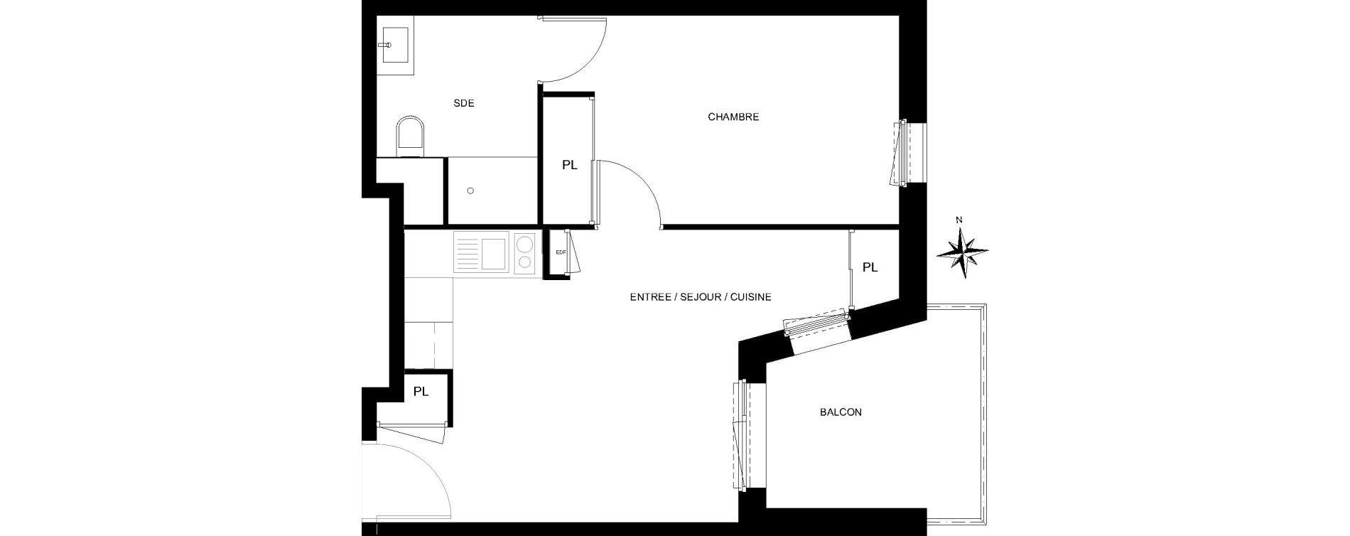Appartement T2 de 38,84 m2 &agrave; Quiberon Centre