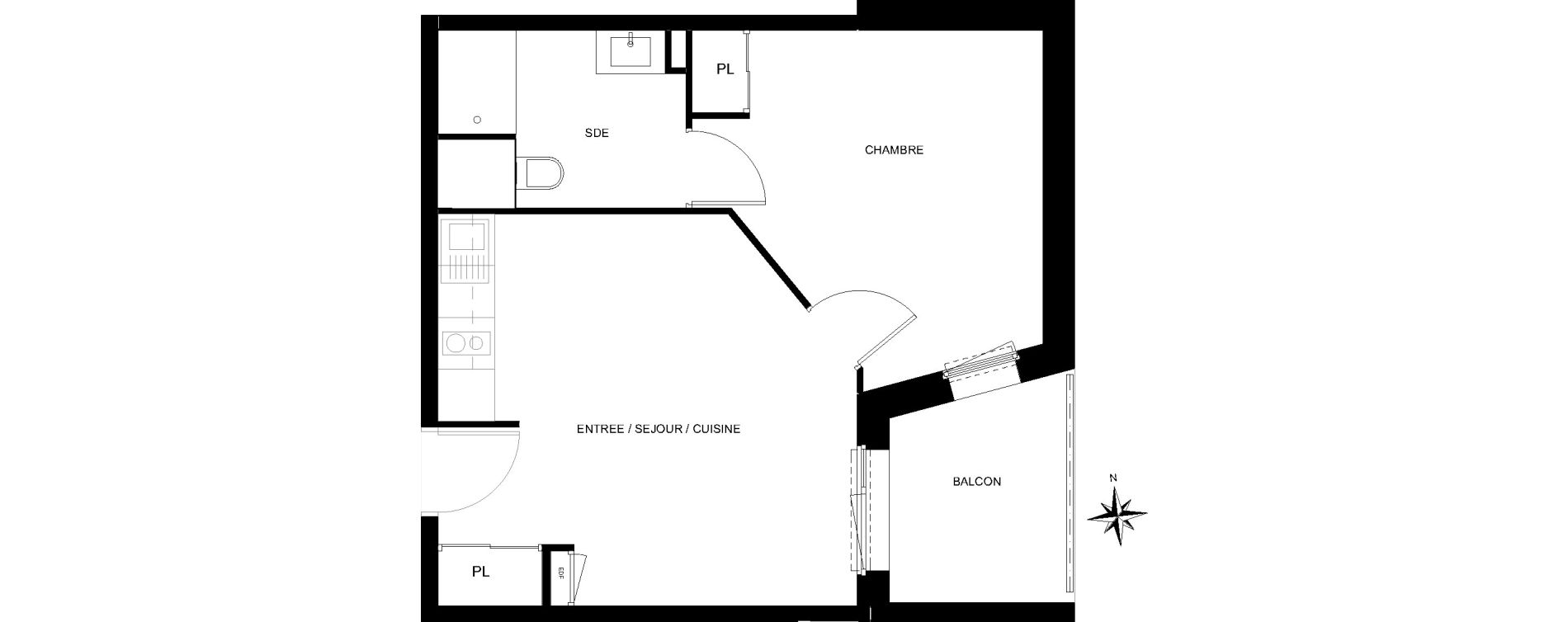 Appartement T2 de 38,89 m2 &agrave; Quiberon Centre