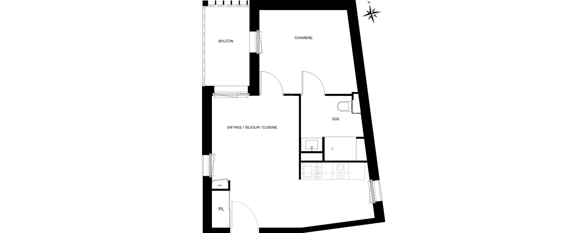 Appartement T2 de 38,91 m2 &agrave; Quiberon Centre