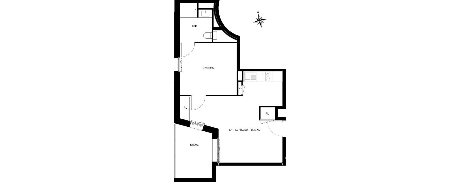 Appartement T2 de 38,78 m2 &agrave; Quiberon Centre